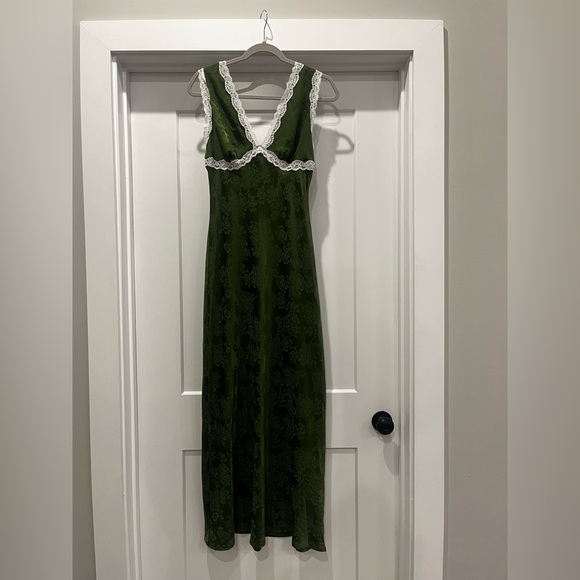 Inspired Hearts Green Y2K Classic Fairy Floral Style Maxi Slip Dress Medium FLAW - Picture 10 of 16